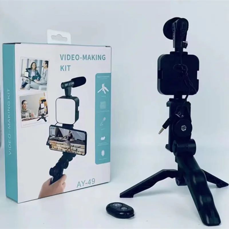 Premium Quality Vlogging Kit for Cameras & Phones | with Microphone, 36 LED Light, Smartphone Grip, Wireless Shutter Remote, Tripod